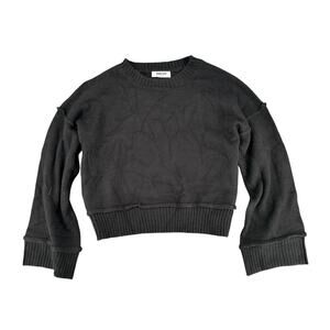 Double Zero Black Lovely Large Soft Sweater Long Sleeve Crew Neck Double Hem